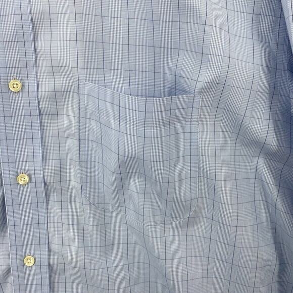 Jos A Bank Shirt Mens 16.5 / 32 Blue Check Travelers Button Up Long Sleeve - Picture 7 of 10